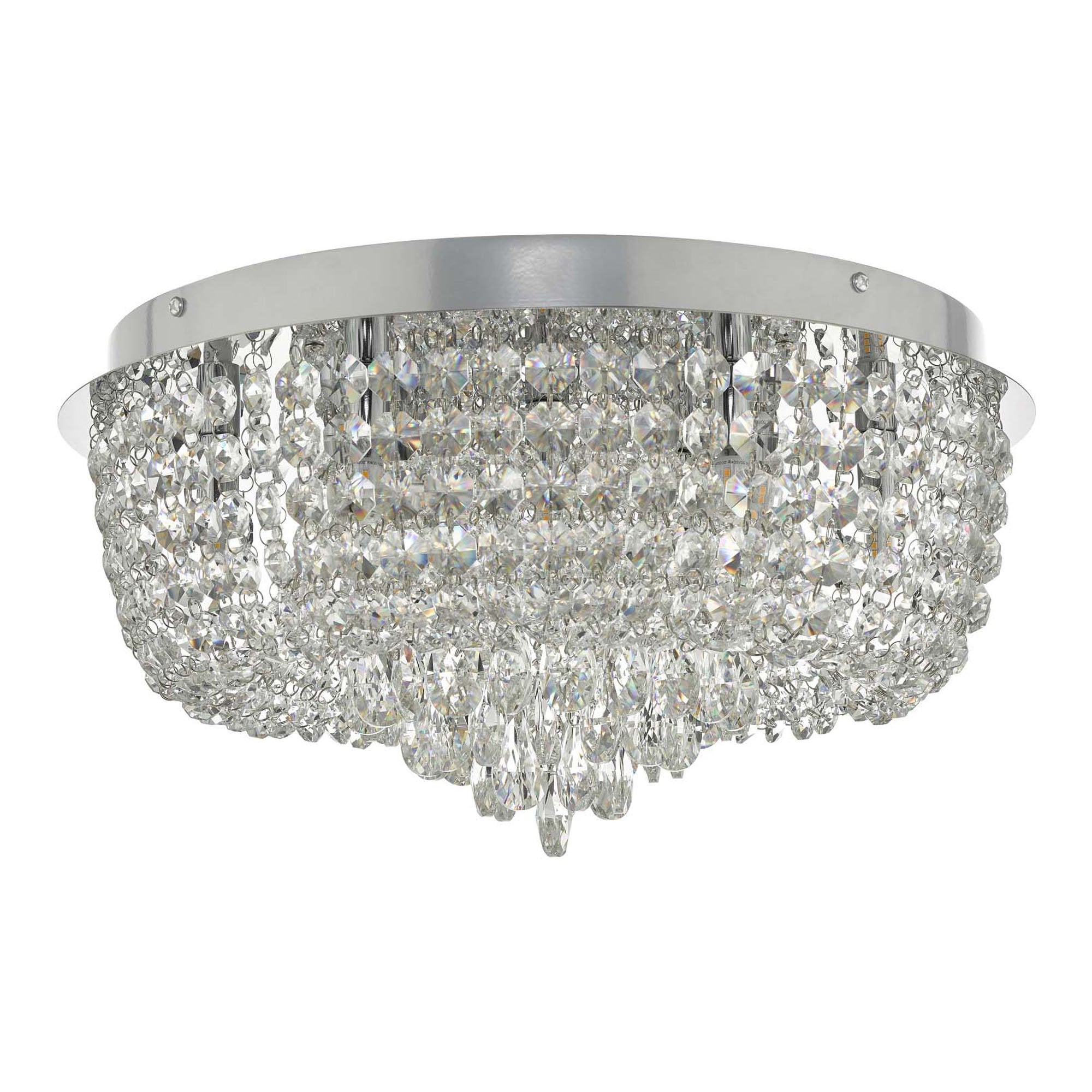 Eitan Stylish 9 Light Semi Flush Ceiling Light In Polished Chrome With Crystal Glass EIT5008