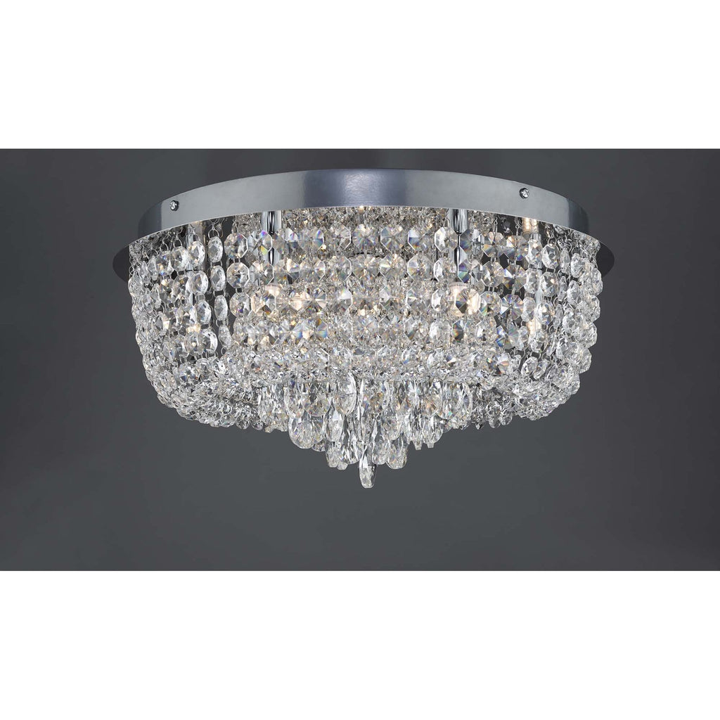 Eitan Stylish 9 Light Semi Flush Ceiling Light In Polished Chrome With Crystal Glass EIT5008