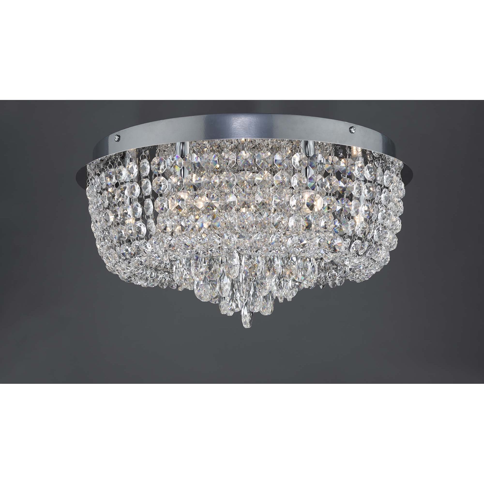 Eitan Stylish 9 Light Semi Flush Ceiling Light In Polished Chrome With Crystal Glass EIT5008