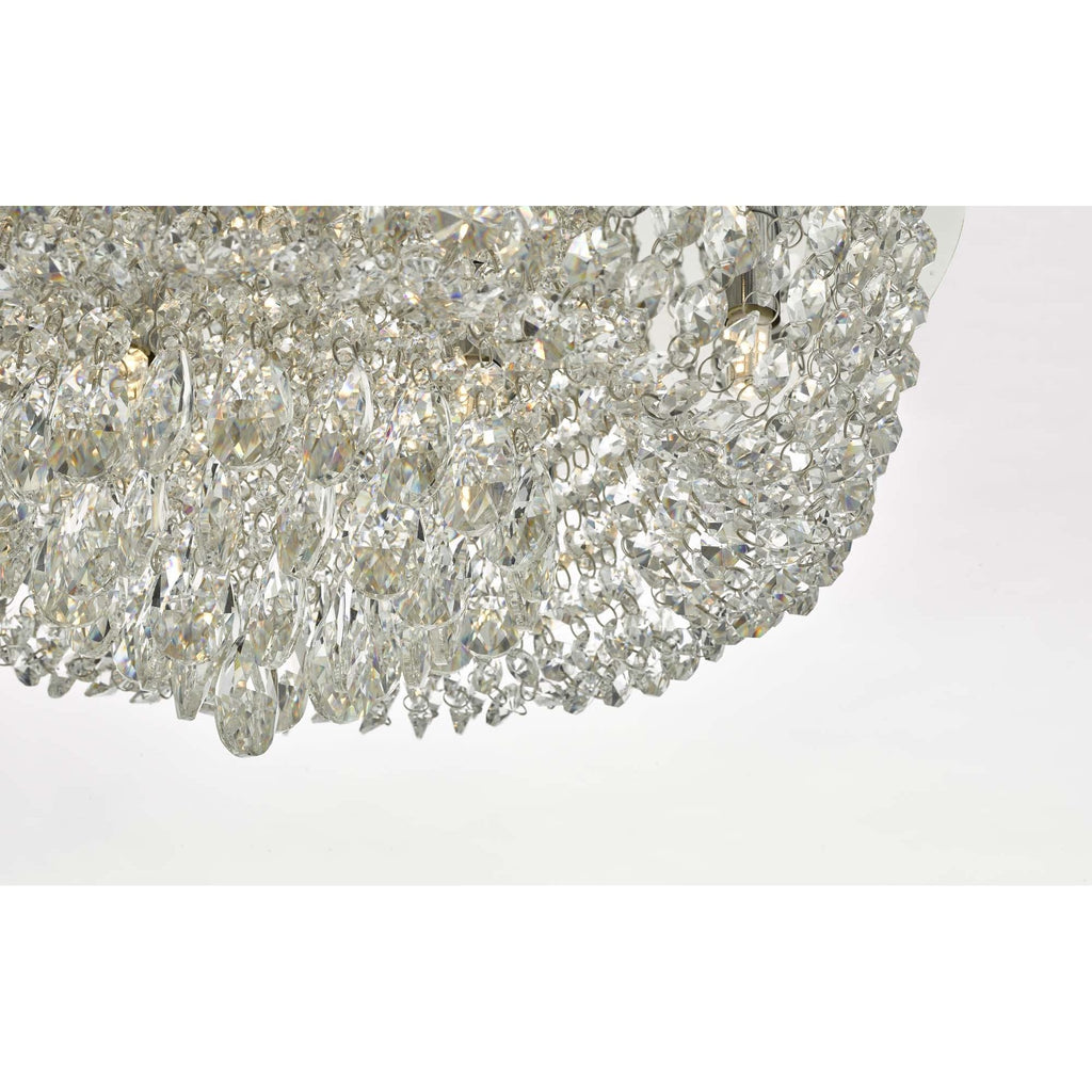 Eitan Stylish 9 Light Semi Flush Ceiling Light In Polished Chrome With Crystal Glass EIT5008