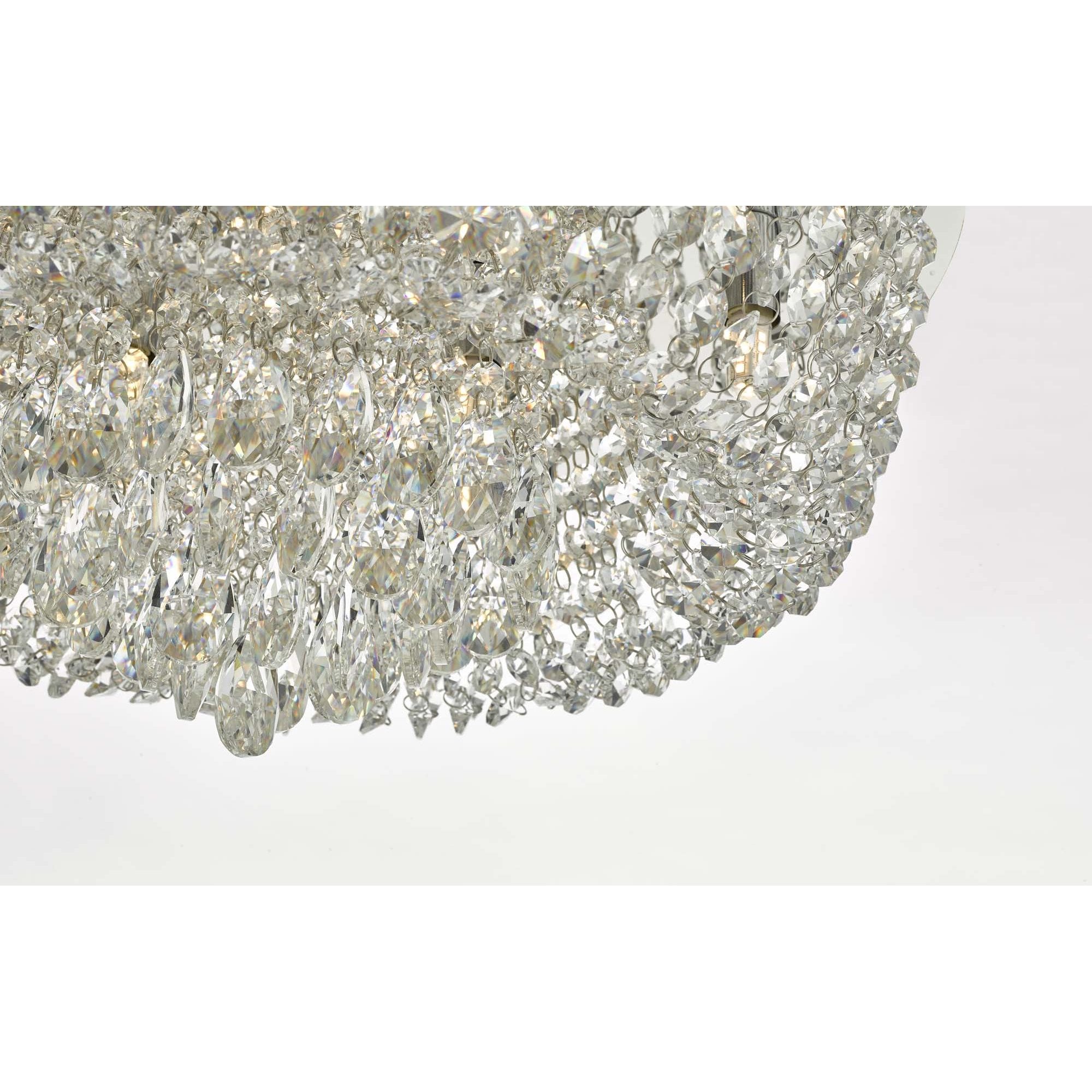 Eitan Stylish 9 Light Semi Flush Ceiling Light In Polished Chrome With Crystal Glass EIT5008