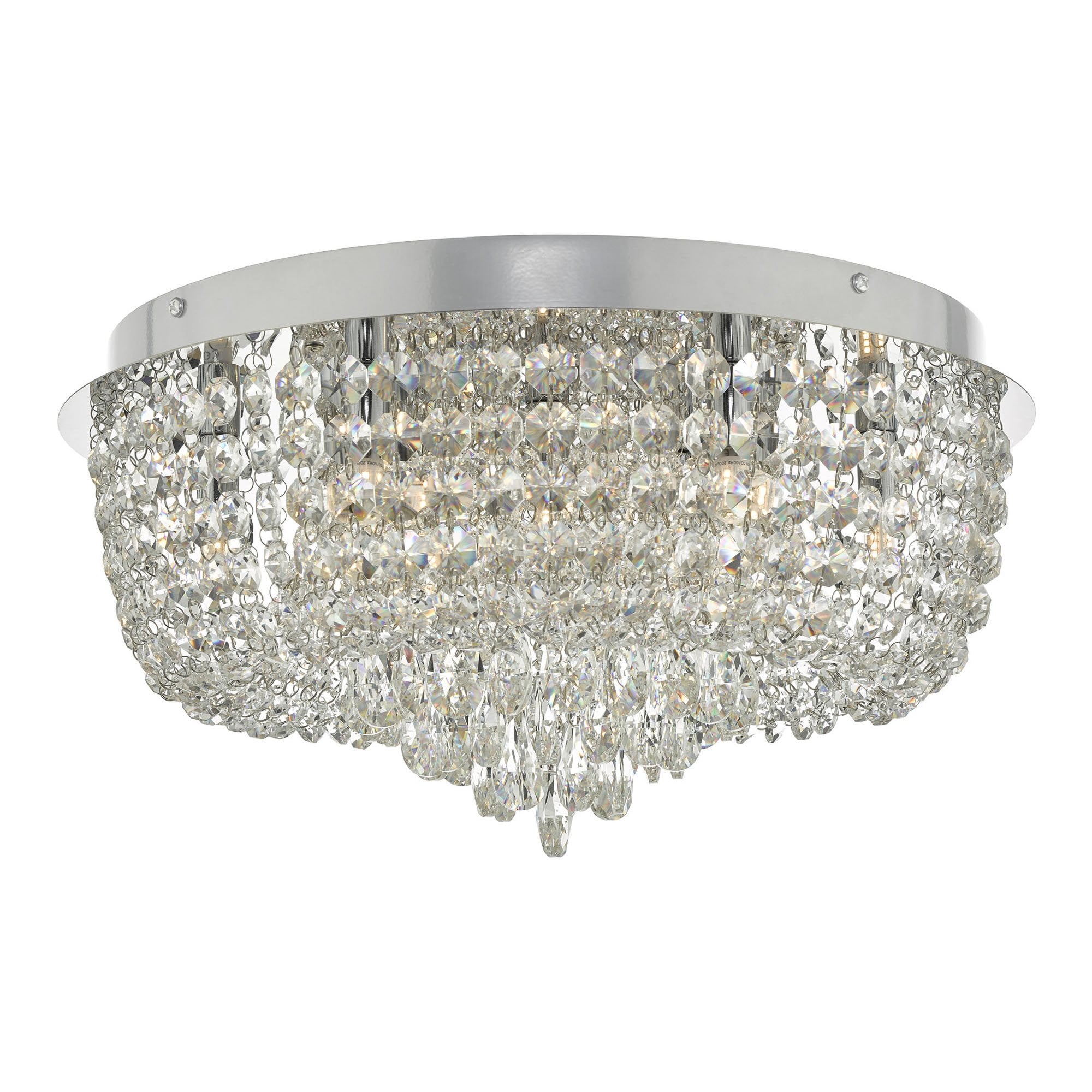 Eitan Stylish 9 Light Semi Flush Ceiling Light In Polished Chrome With Crystal Glass EIT5008