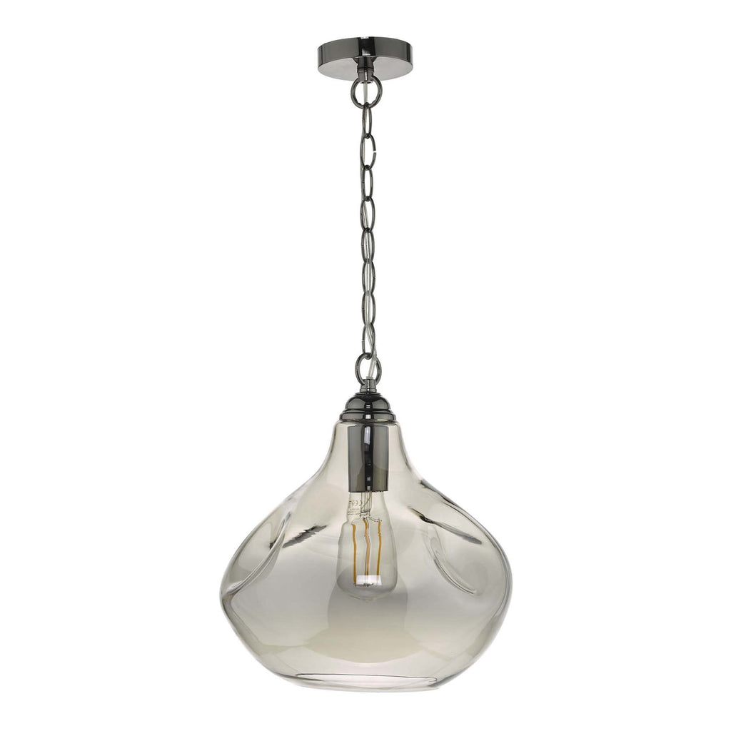 Esarosa Ceiling Pendant Light In Black Chrome Finish With Smoked Glass Shade ESA0110