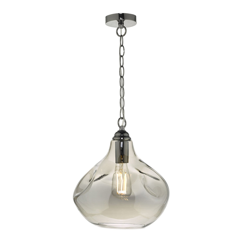 Esarosa Ceiling Pendant Light In Black Chrome Finish With Smoked Glass Shade ESA0110
