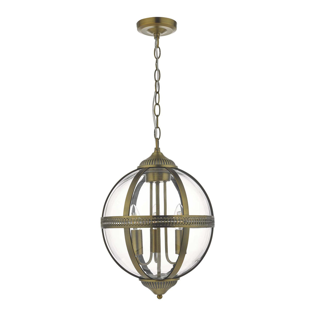 Vanessa Classic 3 Light Globe Ceiling Lantern In Antique Brass Finish VAN0375