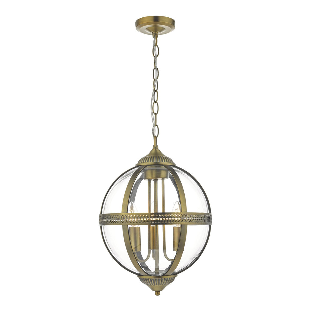 Vanessa Classic 3 Light Globe Ceiling Lantern In Antique Brass Finish VAN0375