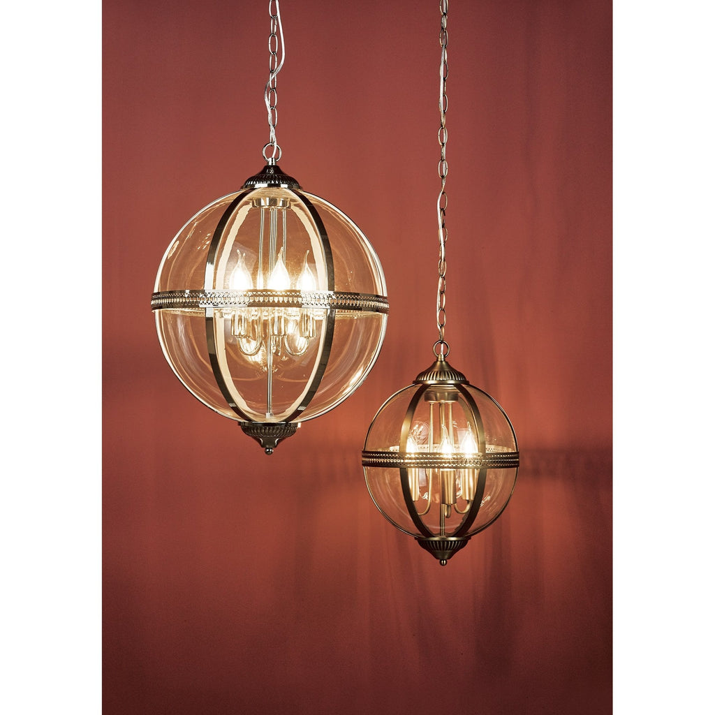 Vanessa Classic 3 Light Globe Ceiling Lantern In Antique Brass Finish VAN0375