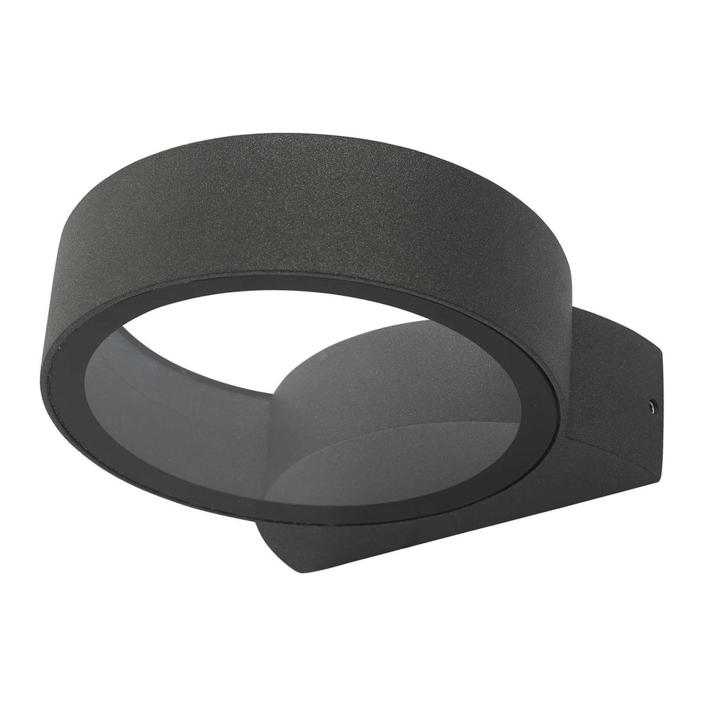 Reon Modern LED Round Outdoor Wall Light In Grey Finish IP65 REO3239