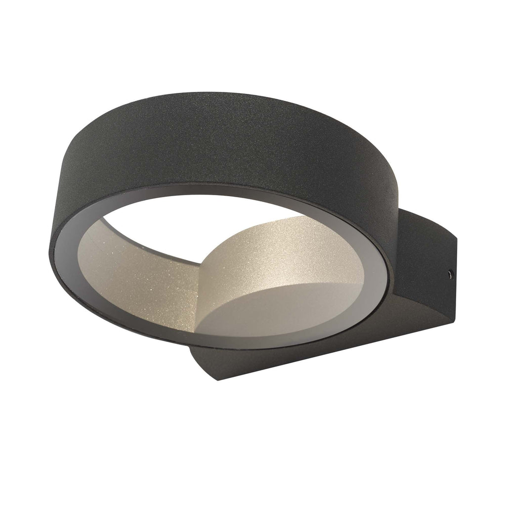 Reon Modern LED Round Outdoor Wall Light In Grey Finish IP65 REO3239