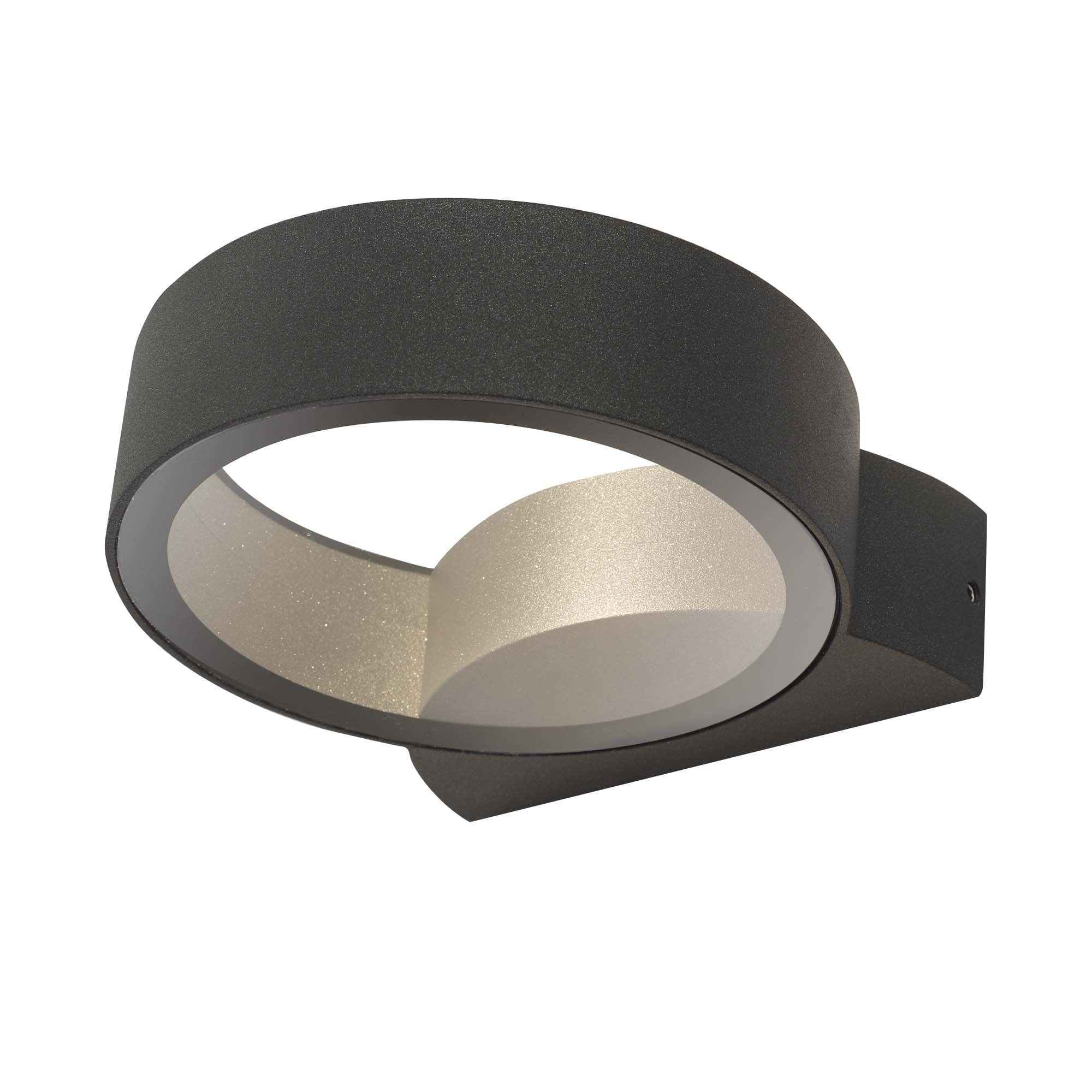 Reon Modern LED Round Outdoor Wall Light In Grey Finish IP65 REO3239