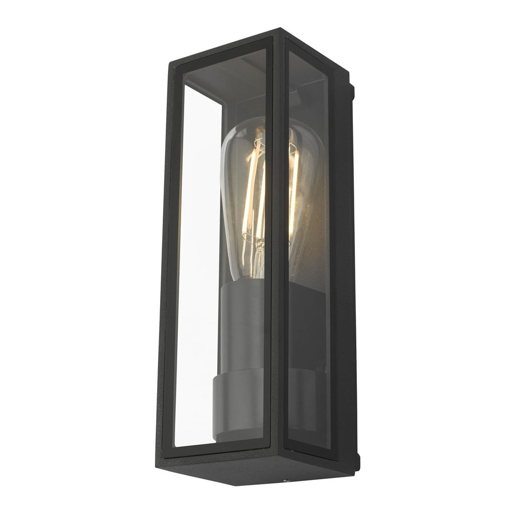 Taryn Simple Outdoor Wall Light In Grey Finish With Glass Panels IP65 TAR1639