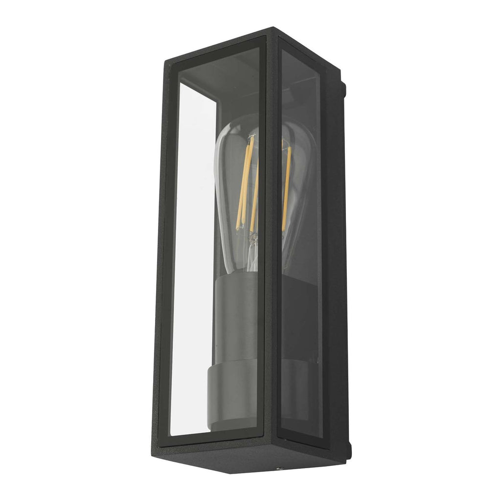 Taryn Simple Outdoor Wall Light In Grey Finish With Glass Panels IP65 TAR1639