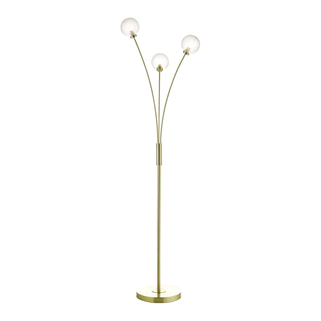 Avari Stylish 3 Light Floor Lamp In Brass Finish With Frosted Glass Shades AVA4941