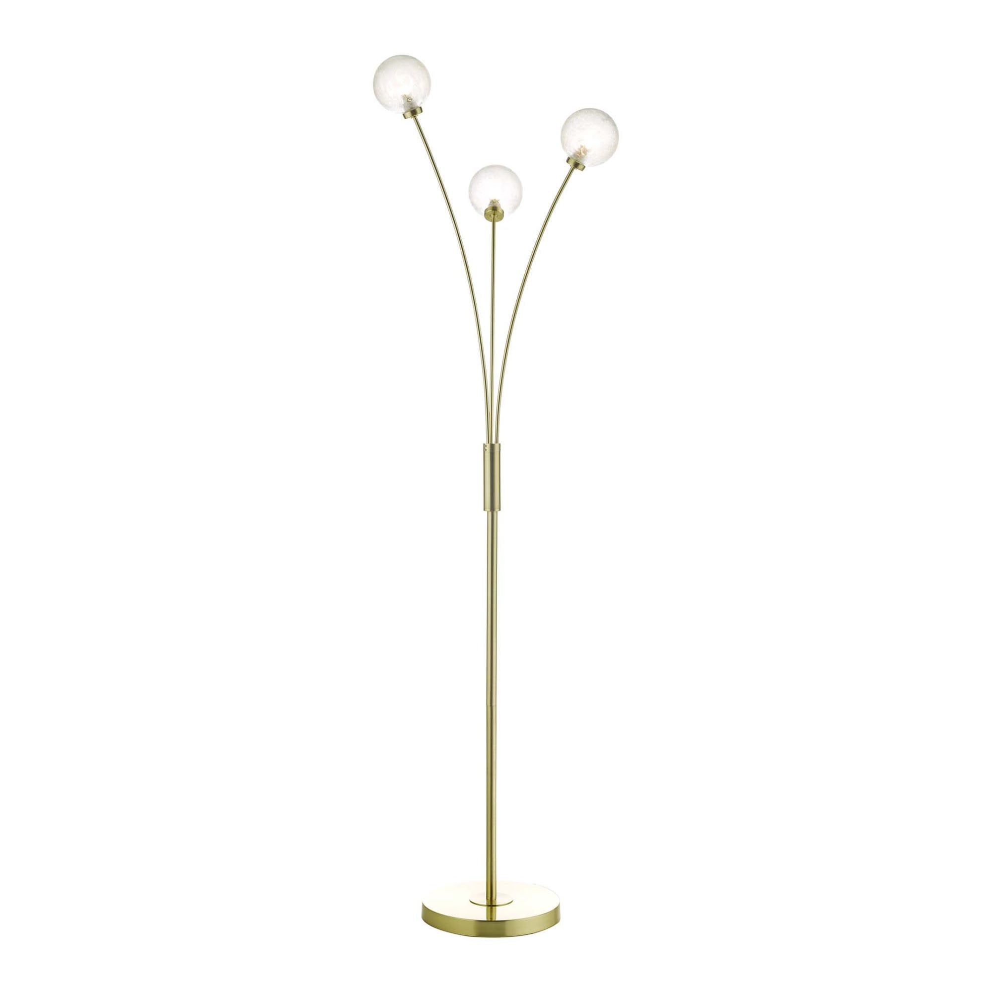 Avari Stylish 3 Light Floor Lamp In Brass Finish With Frosted Glass Shades AVA4941