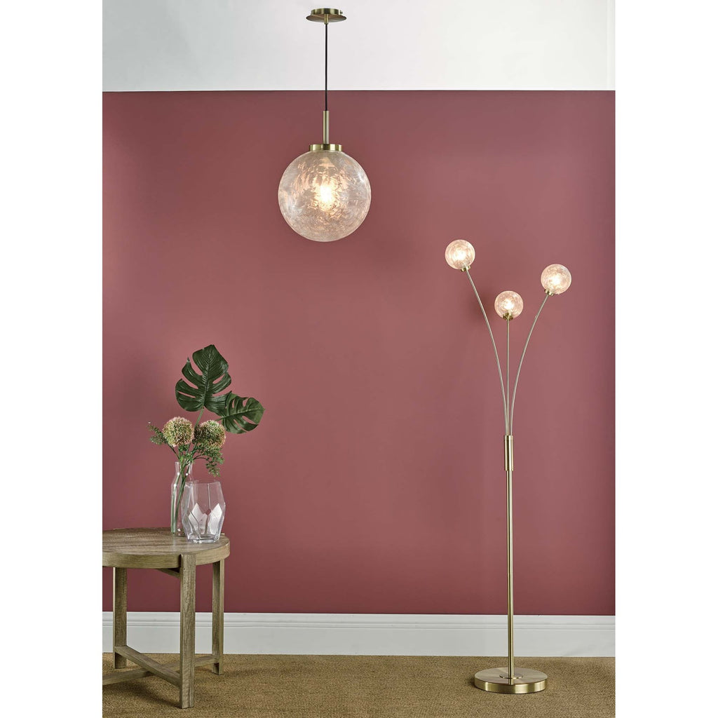 Avari Stylish 3 Light Floor Lamp In Brass Finish With Frosted Glass Shades AVA4941