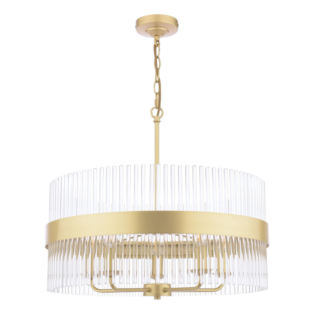 Laura Ashley Alexa 5 Light Pendant Glass and Matt Antique Brass LA3756655-Q