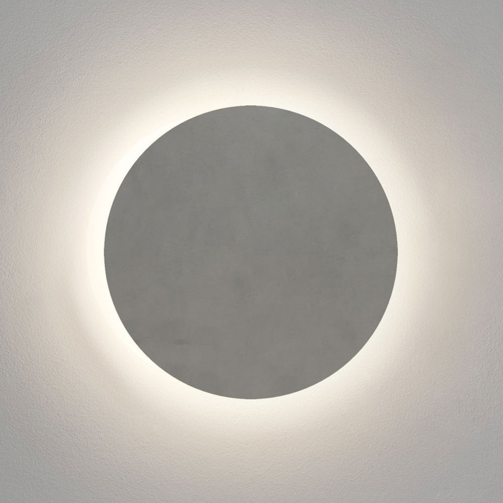 Eclipse 300 Round Exterior LED Wall Light In Matt Concrete Finish 1333011