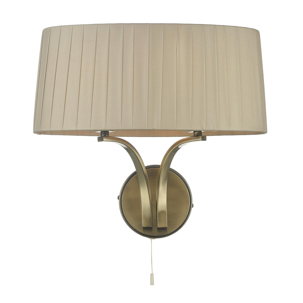 Cristin 2 Light Wall Light In Antique Brass Finish With Taupe Shade CRI0929