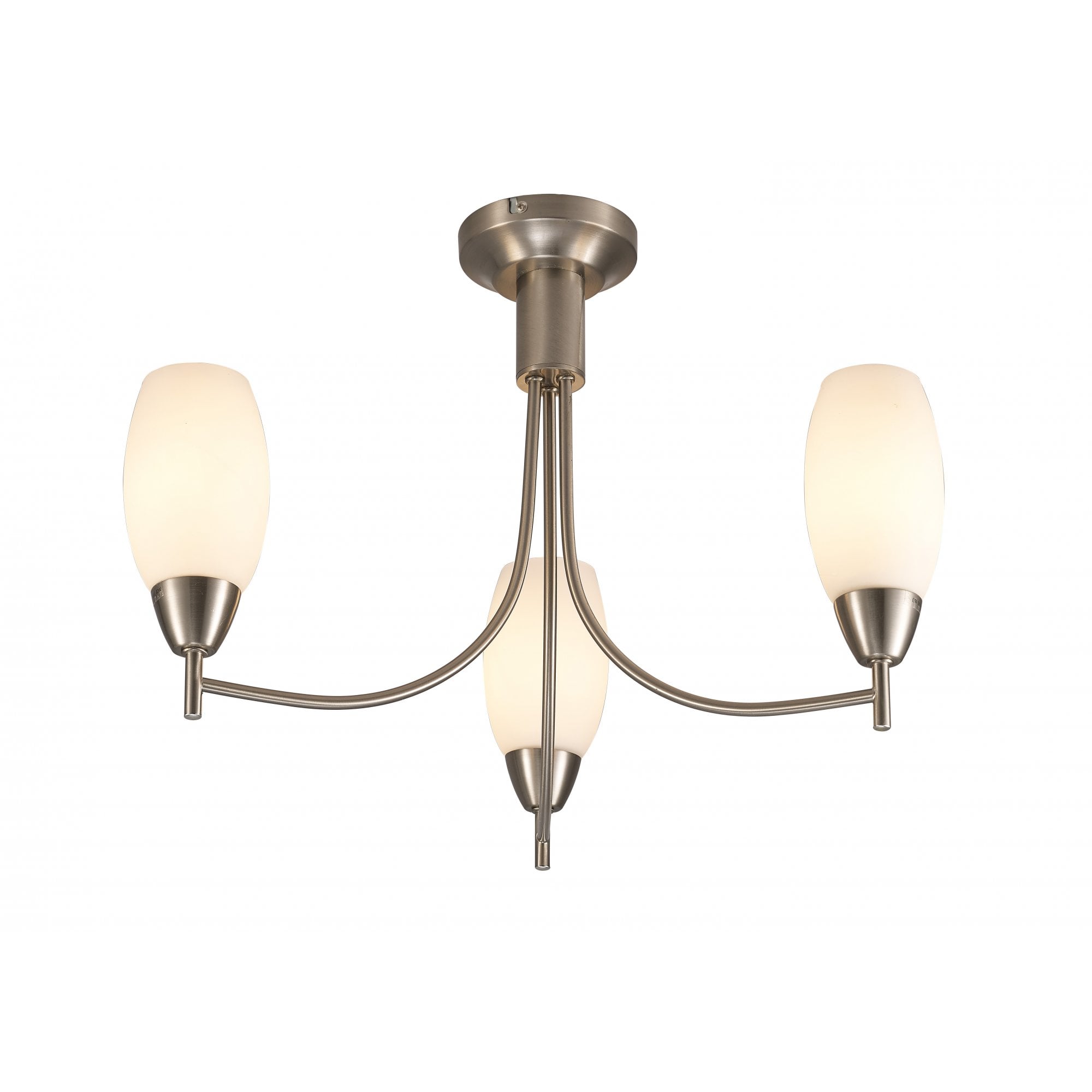 Devon Classic 3 Light Semi Flush Ceiling Light In Satin Nickel Finish D0066