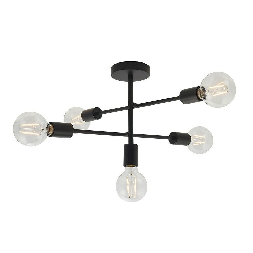 Studio 5 Semi Flush Ceiling Light In Matt Black Finish 79502