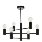 Studio 6 Light Semi Flush Ceiling Light In Matt Black Finish With Straight Arms 76502