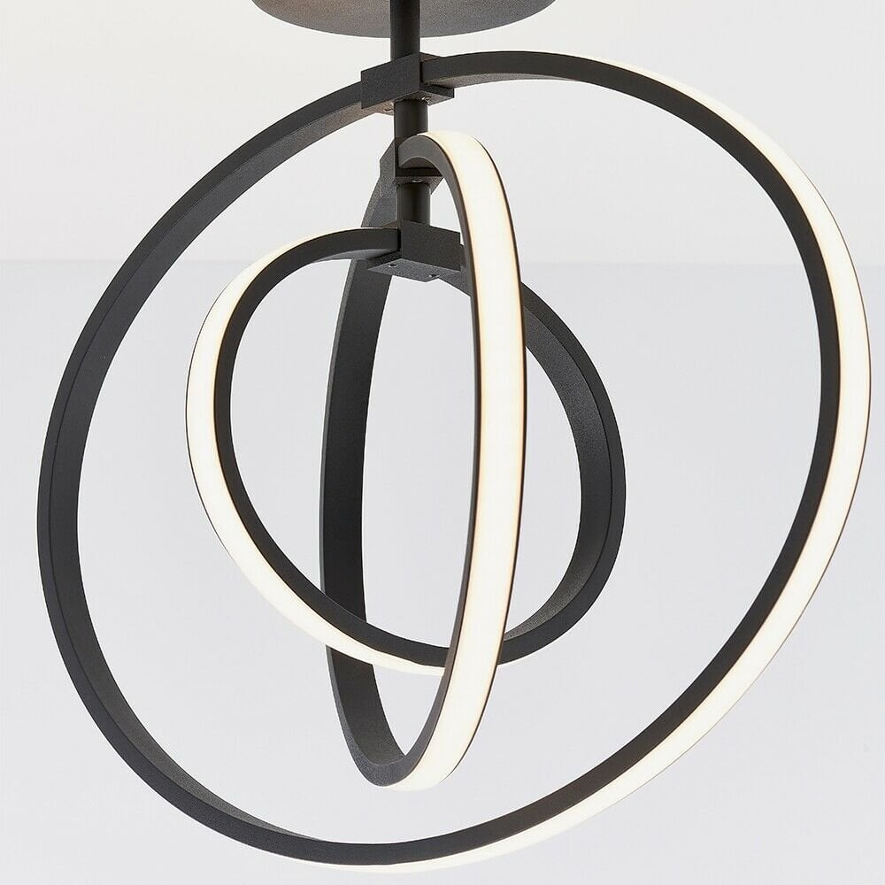 Avali Adjustable LED Semi Flush Ceiling Light In Matt Black Finish 80682
