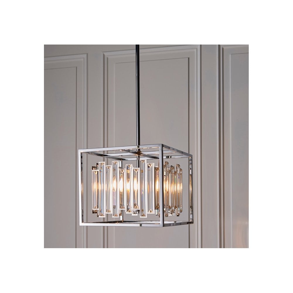 Acadia 4 Light Crystal Ceiling Pendant Light In Polished Chrome Finish 81930