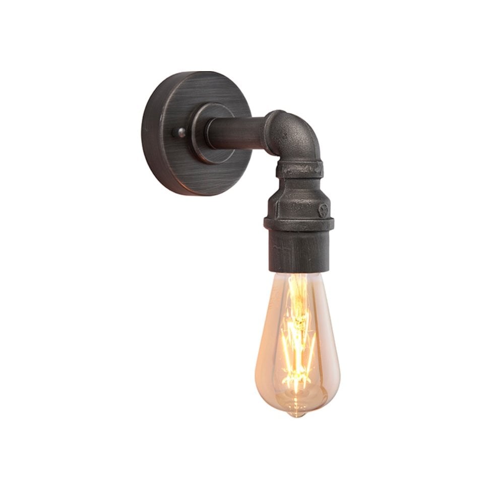 Pipe Industrial Wall Light In Aged Pewter Paint Finish 78765