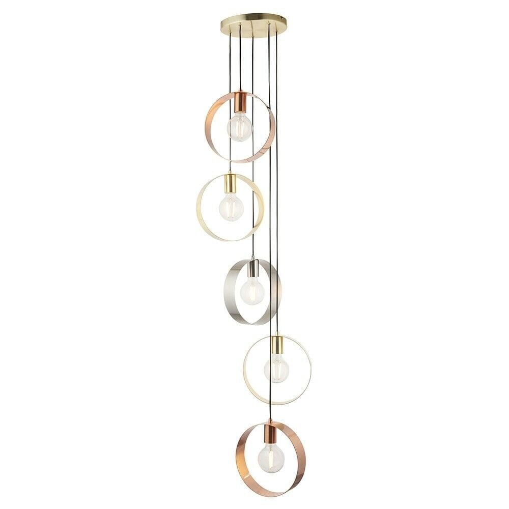 Hoop Modern 5 Light Ceiling Pendant In Brass, Nickel And Copper Finish 81923