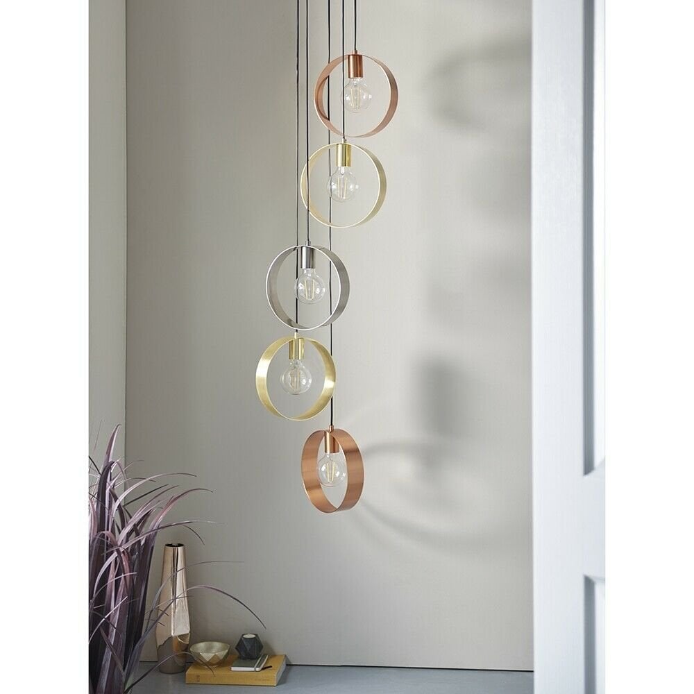 Hoop Modern 5 Light Ceiling Pendant In Brass, Nickel And Copper Finish 81923