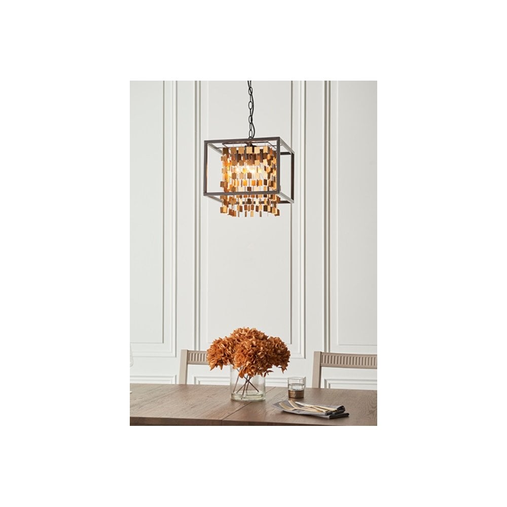 Daya Stylish Ceiling Pendant Light In Matt Black And Gold Finish 81962