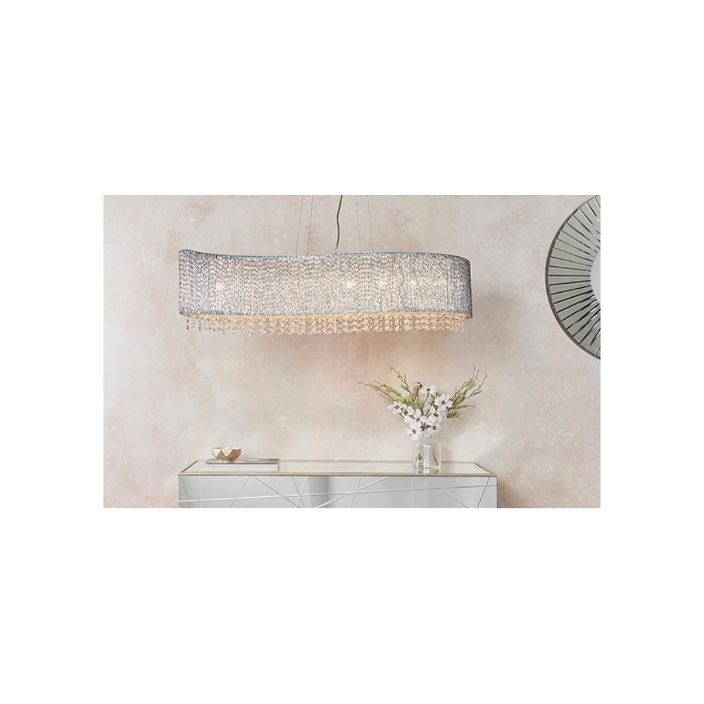 Galina Stylish Crystal 8 Light Ceiling Pendant Light In Polished Chrome Finish 81979