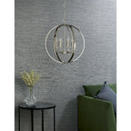 Ritz 6 Light Globe Ceiling Pendant Light In Nickel Finish With Crystal Detail 81508