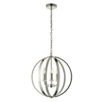 Ritz 3 Light Globe Ceiling Pendant Light In Nickel Finish With Crystal Detail 81507
