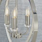 Ritz 3 Light Globe Ceiling Pendant Light In Nickel Finish With Crystal Detail 81507