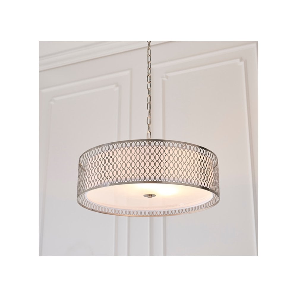 Cordero Stylish 3 Light Ceiling Pendant In Satin Nickel Finish With Glass Diffuser 81969