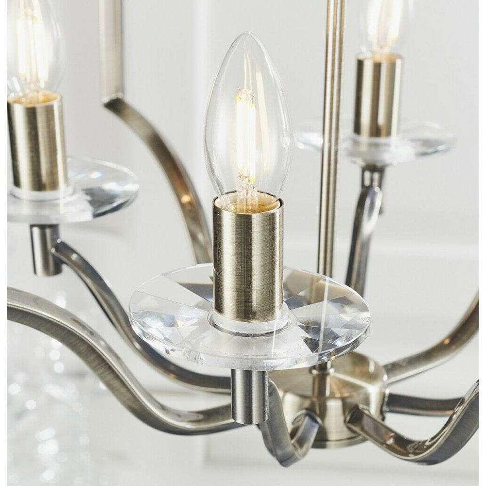 Edrea 4 Light Ceiling Pendant In Antique Brass With Clear Crystal Glass 81916