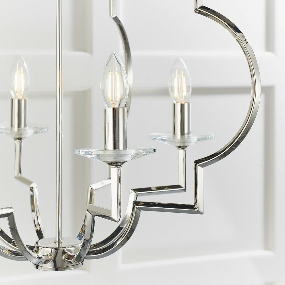 Galand 4 Light Ceiling Pendant In Polished Nickel With Clear Crystal Glass 81915