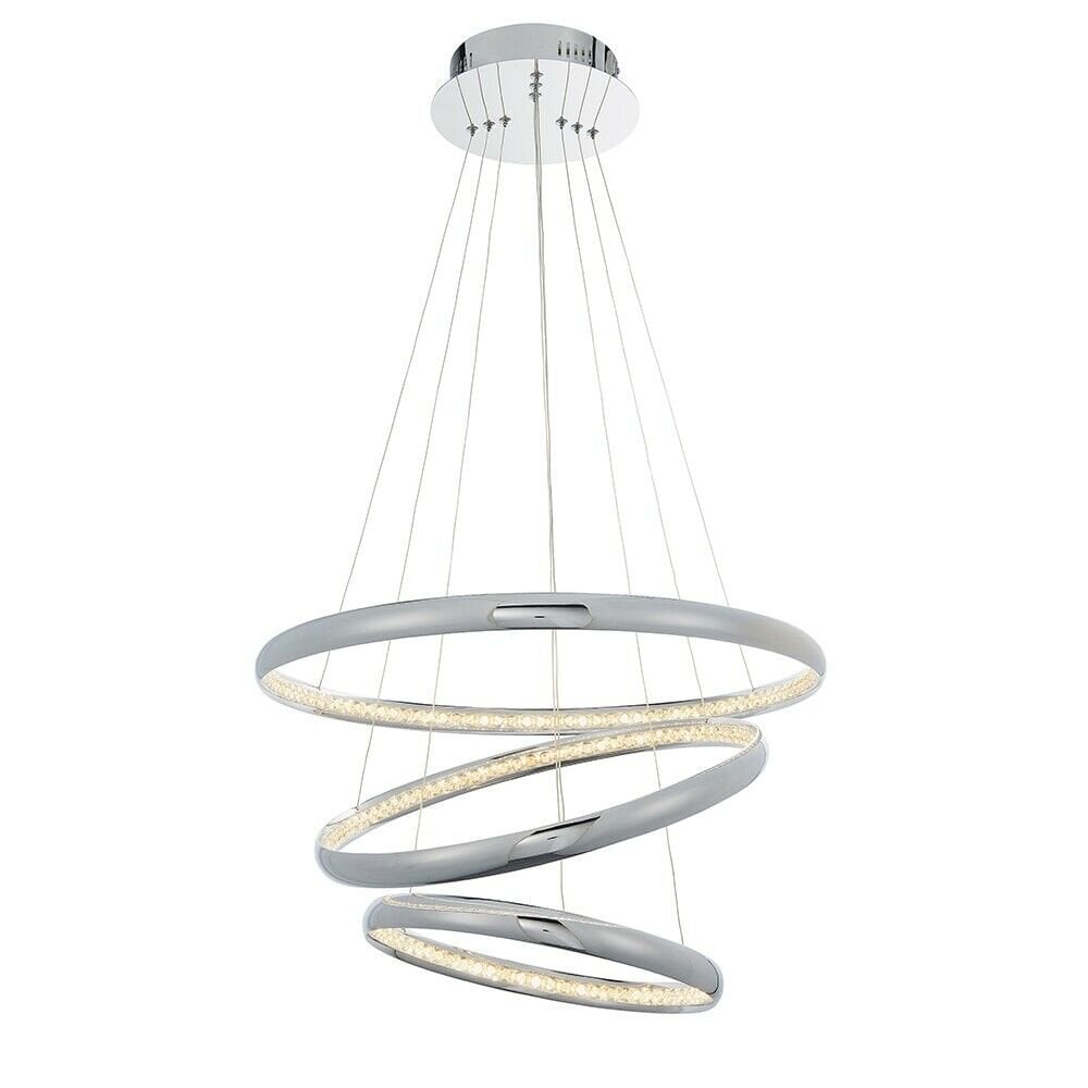 Ozias 3 Light Ceiling Pendant In Polished Chrome With Crystal Glass Diffuser 90292