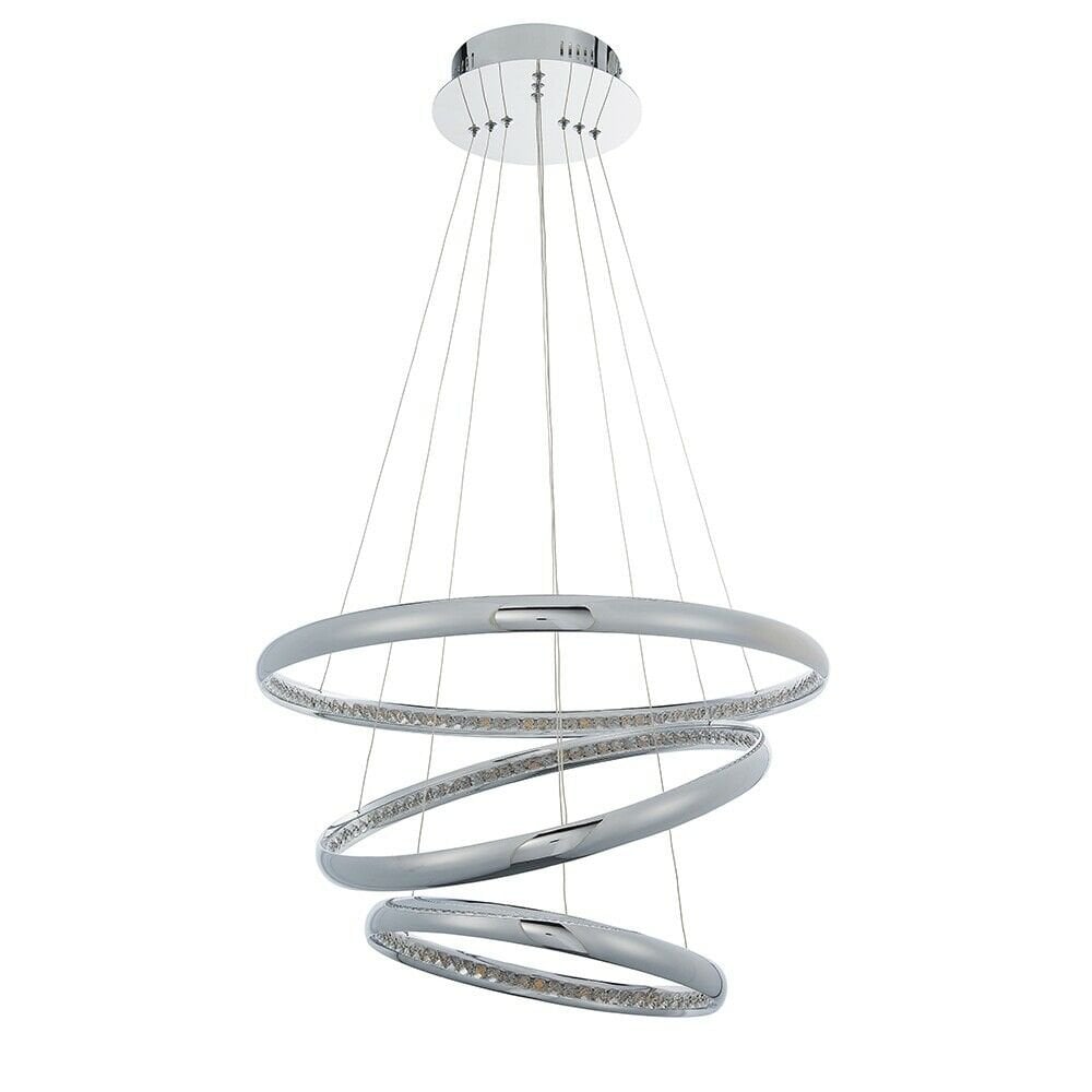 Ozias 3 Light Ceiling Pendant In Polished Chrome With Crystal Glass Diffuser 90292