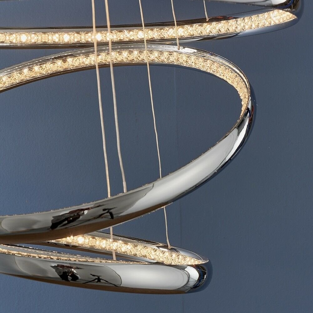 Ozias 3 Light Ceiling Pendant In Polished Chrome With Crystal Glass Diffuser 90292