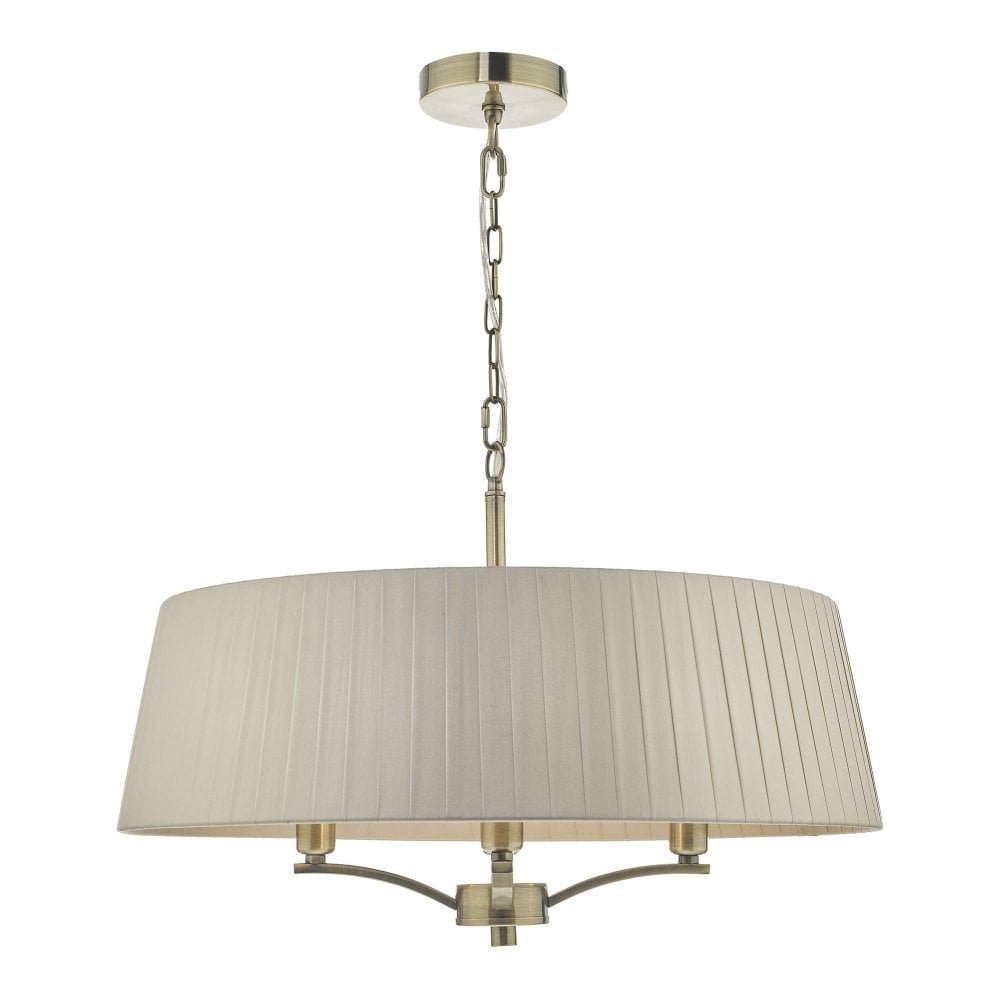 Cristin 4 Light Ceiling Pendant Light In Antique Brass With Taupe Shade CRI0429