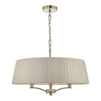 Cristin 4 Light Ceiling Pendant Light In Antique Brass With Taupe Shade CRI0429