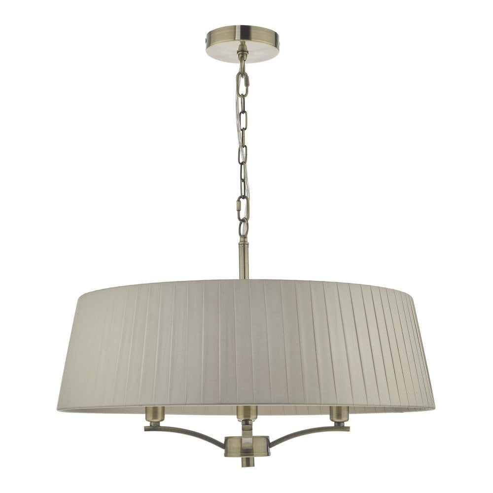 Cristin 4 Light Ceiling Pendant Light In Antique Brass With Taupe Shade CRI0429