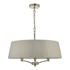 Cristin 4 Light Ceiling Pendant Light In Antique Brass With Taupe Shade CRI0429