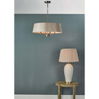 Cristin 4 Light Ceiling Pendant Light In Antique Brass With Taupe Shade CRI0429