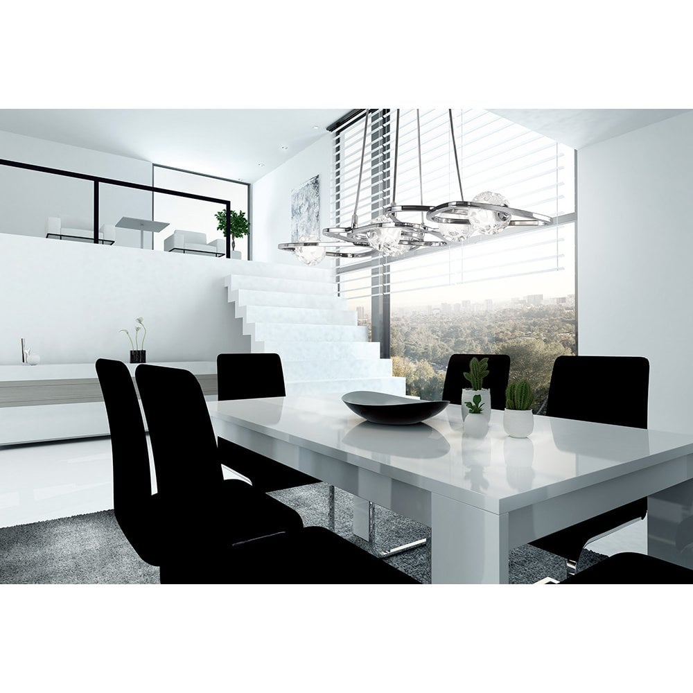 Lux Stylish 5 Light Linear Ceiling Pendant In Polished Chrome Finish M5012