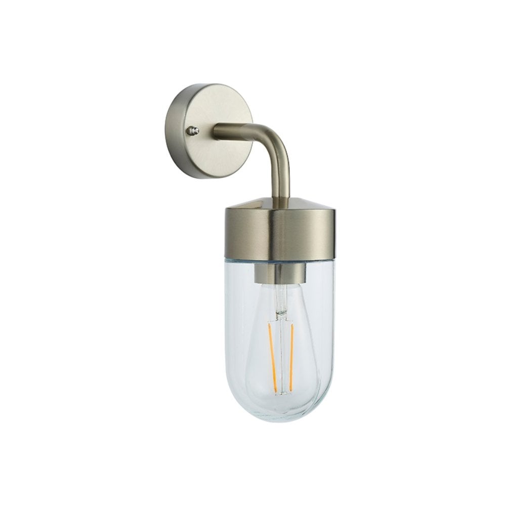 North Outdoor Wall Light In Brushed Stainless Steel Finish With Clear Glass 71184