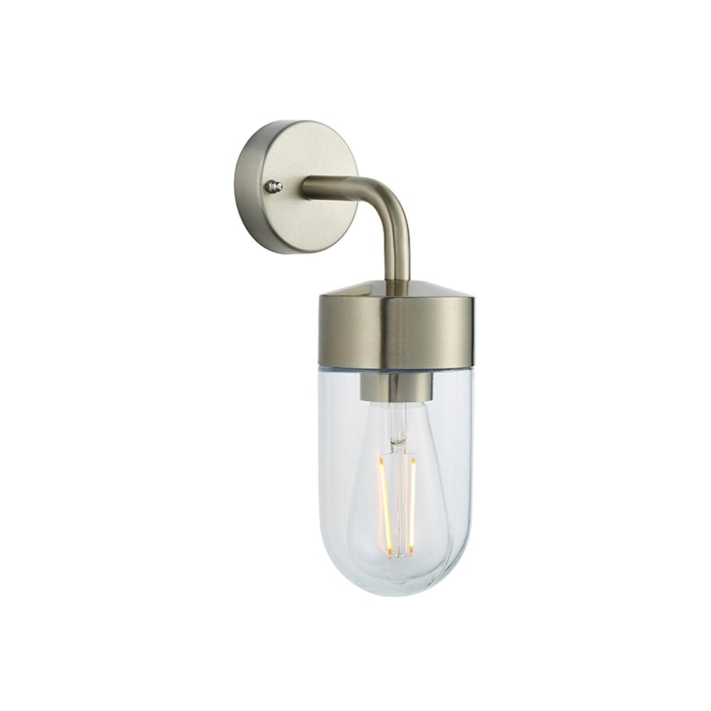 North Outdoor Wall Light In Brushed Stainless Steel Finish With Clear Glass 71184