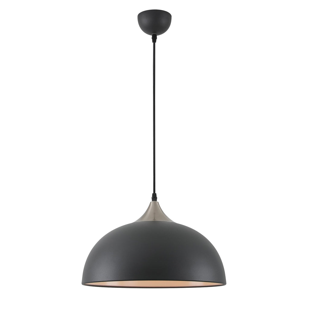 Tetbury Ceiling Pendant Light In Sand Black Finish With Satin Nickel Detail